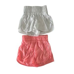 FP Movement Free People Way Home Shorts Bundle Sz S White & Peach High Rise